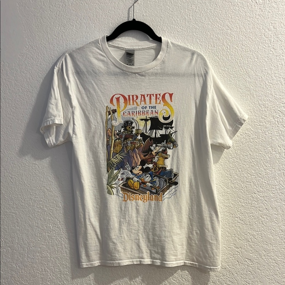 Disney Inspired Pirates of the Caribbean White Graphic T-Shirt (Unisex, M)